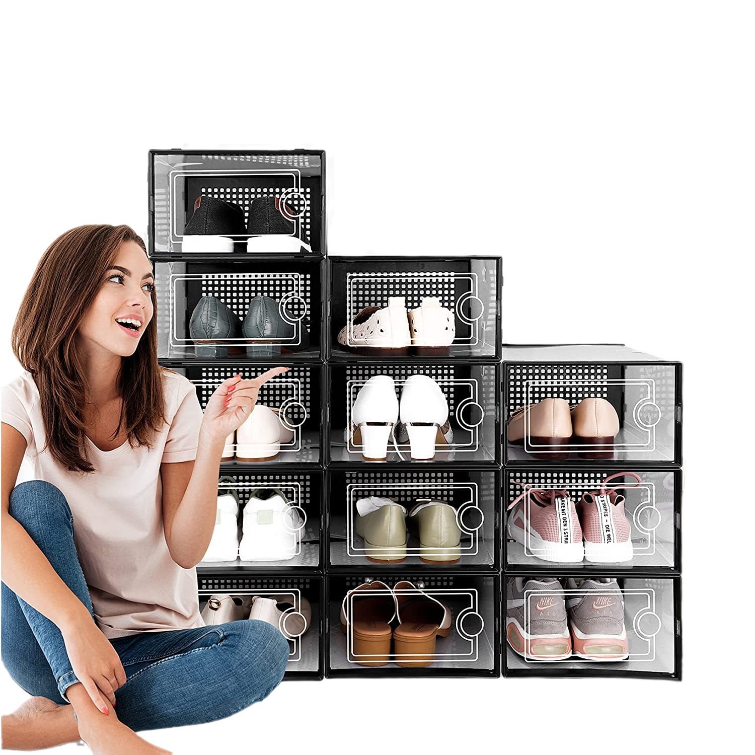Stackable Clear Plastic Shoe S - Shoe Box Display review and price